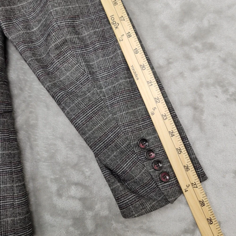 Paisley & Gray Slim Fit Men's 44R Gray Red Blue Plaid Blazer Paisley Liner